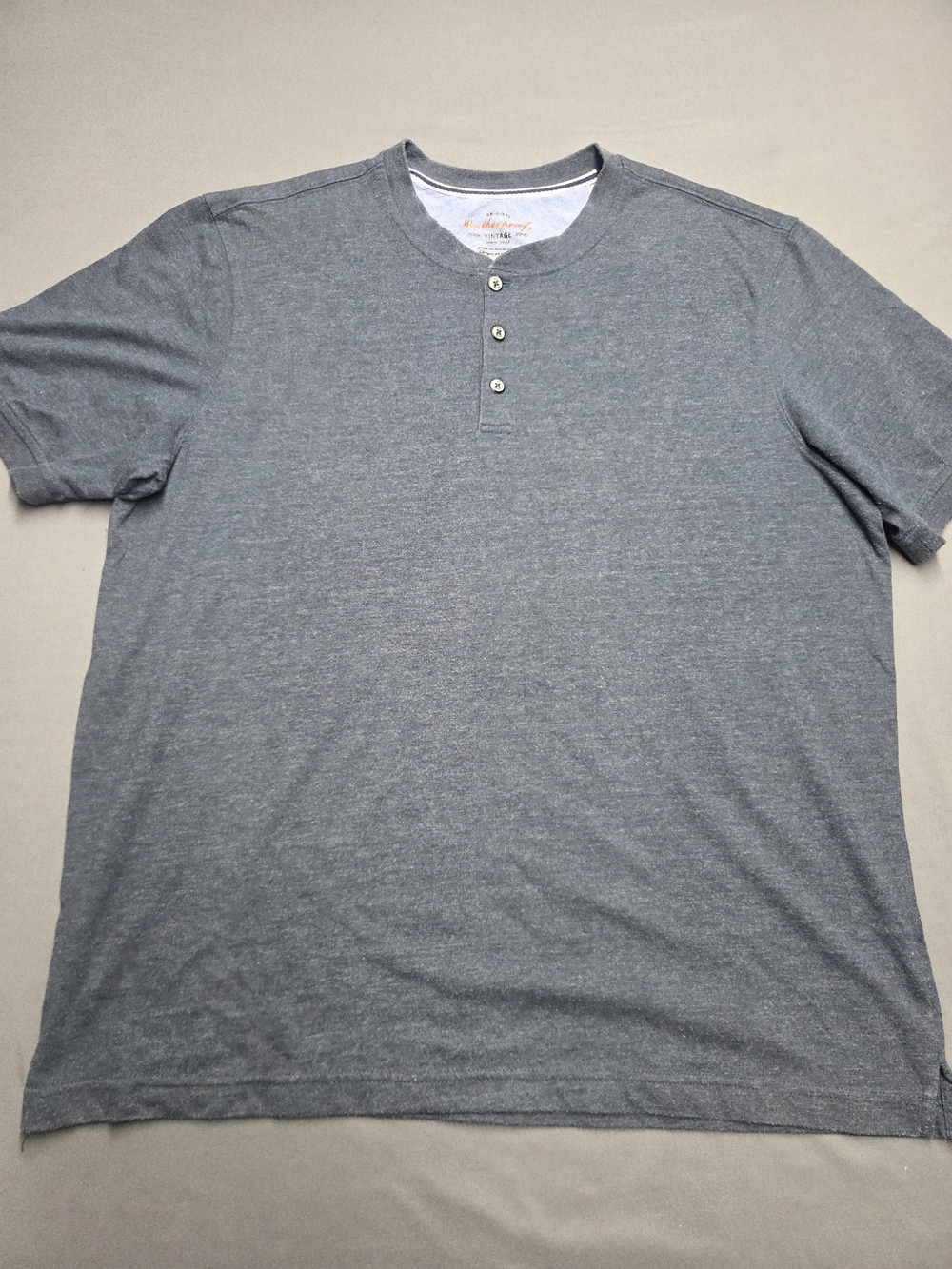 Weatherproof Vintage Grey Henley Short Sleeve Shirt Men's Size XL